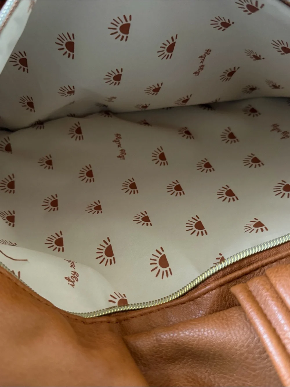 Itzy Ritzy Tan Vegan Leather Backpack Diaper Bag